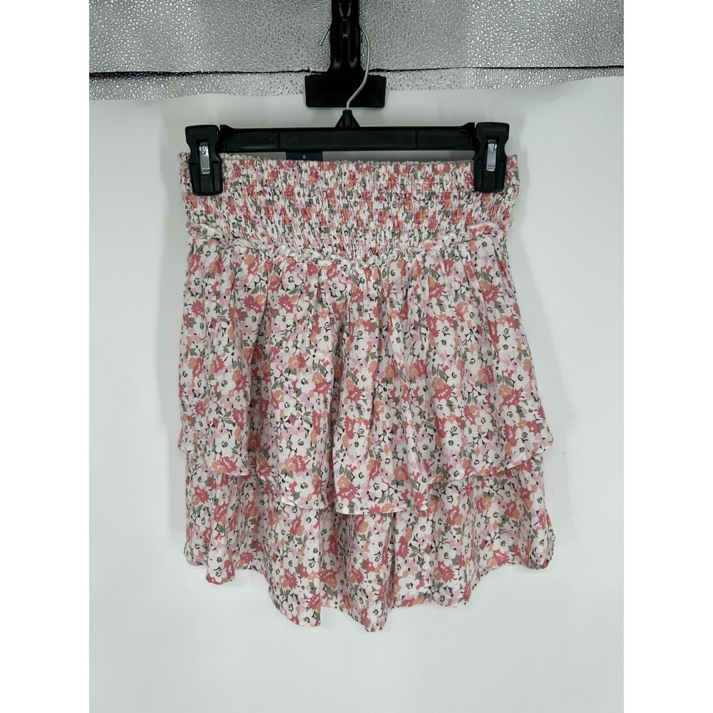 Hollister Ultra High Rise Mini Skirt Medium Pink White Floral Vintage Y2K Flowy